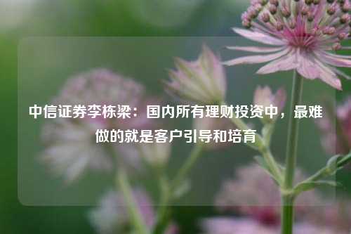 中信证券李栋梁：国内所有理财投资中，最难做的就是客户引导和培育