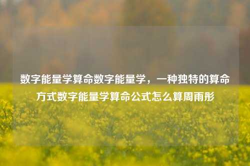 数字能量学算命数字能量学，一种独特的算命方式数字能量学算命公式怎么算周雨彤