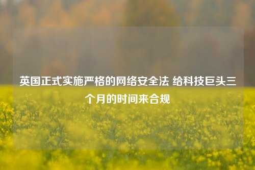 英国正式实施严格的网络安全法 给科技巨头三个月的时间来合规