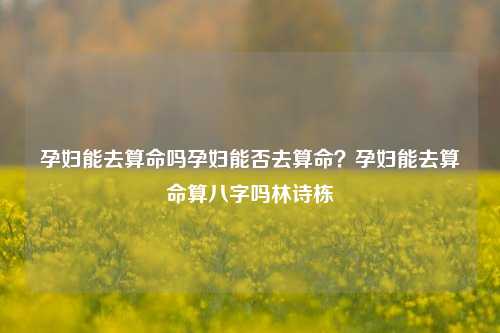 孕妇能去算命吗孕妇能否去算命？孕妇能去算命算八字吗林诗栋