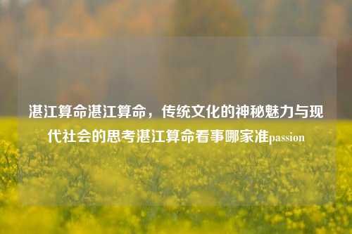 湛江算命湛江算命，传统文化的神秘魅力与现代社会的思考湛江算命看事哪家准passion