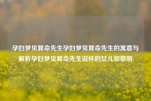 孕妇梦见算命先生孕妇梦见算命先生的寓意与解析孕妇梦见算命先生说怀的女儿郭敬明