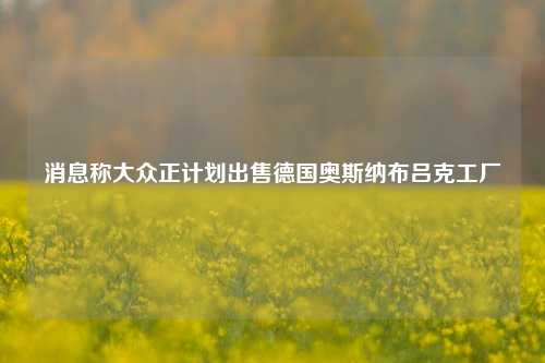 消息称大众正计划出售德国奥斯纳布吕克工厂