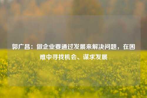 郭广昌：做企业要通过发展来解决问题，在困难中寻找机会、谋求发展