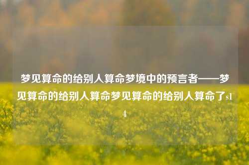 梦见算命的给别人算命梦境中的预言者——梦见算命的给别人算命梦见算命的给别人算命了s14